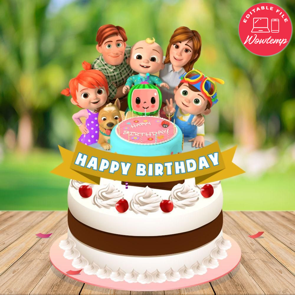 Printable Cocomelon Birthday Cake Topper Template DIY | Wowtemp
