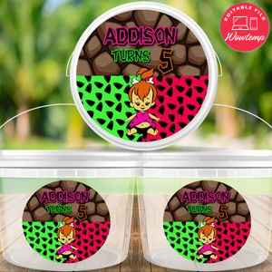 Flintstone Cup labels Digital File Printable Instant Download