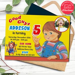 Good Guys Birthday Invitation Template to print at home Instant Download