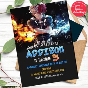 Shoto Todoroki Birthday Invitation Printable Instant Download