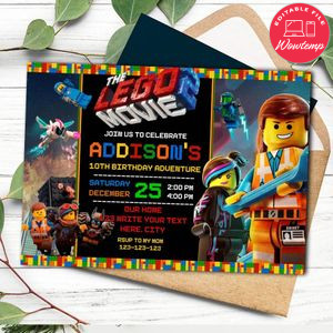 Brick Movie 2 Invitation Template to Print at Home Instant Download