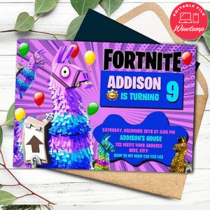 Loot Gamer invitation Customizable Template to Print at Home Instant Download