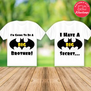 I Have A Secret, I'm Going To be A Big Brother Iron On Transfer Shirt Template Instant Download