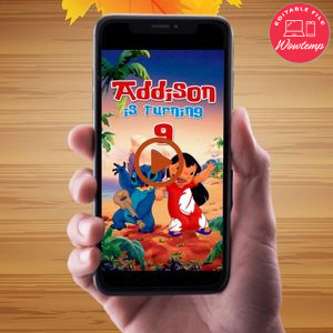 Lilo and Stitch Video Invitation Digital Template Customizable Instant Download