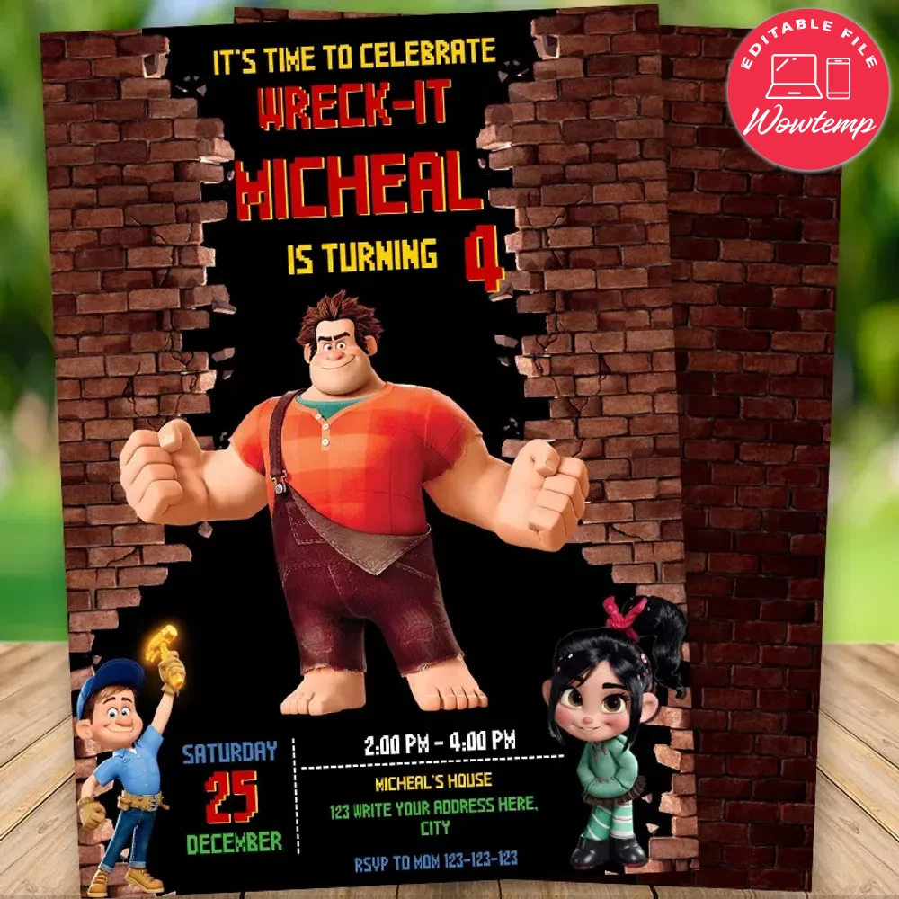 Editable Wreck It Ralph 4 Vanellope Invitation Instant Download | Wowtemp