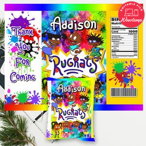 African American Rugrats Birthday Chip Bag Digital File Instant Download