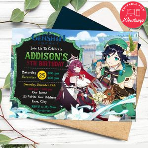 Genshin impact Invitation Customizable Template Instant Download
