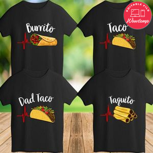 Burrito Taco Taquito Family Matching Iron On Transfer Shirt Template Instant Download