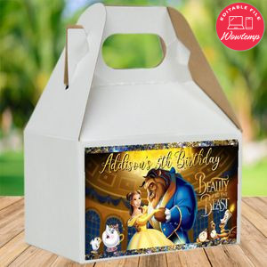 Beauty and The Beast Gable Boxes Label Template to Print at Home Instant Download