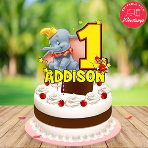 Dumbo Birthday Cake Topper Template Printable Instant Download