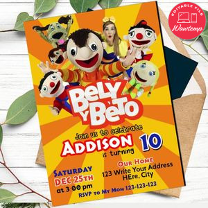 Bely y Beto Birthday Invitation Template to print at home Instant Download