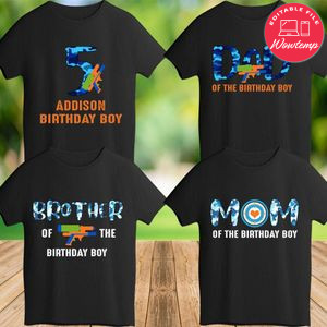 Dart Gun Family Matching Birthday Boy Iron On Transfer Shirt Template Instant Download