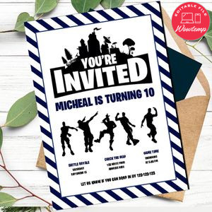 Dance Emotes Birthday Invitation Customizable Template Instant Download
