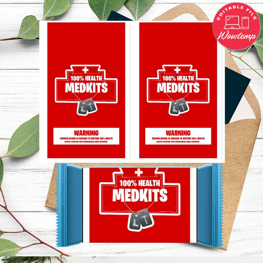Chocolate Medkit Candy Bar Wrapper Digital File DIY | Wowtemp