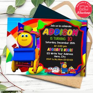 Bob The Train Invitation Template to Print at Home Instant Download