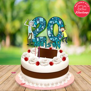 Rick and Morty Birthday Cake Topper Template Printable Instant Download