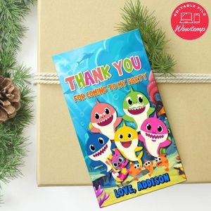 Baby Shark Thank You Tag Customizable Template Instant Download