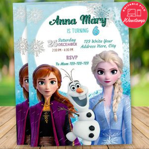 Editable Frozen Elsa 2 Birthday Invitation Instant Download