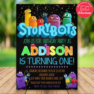 Printable StoryBots Birthday Invitation Instant Download