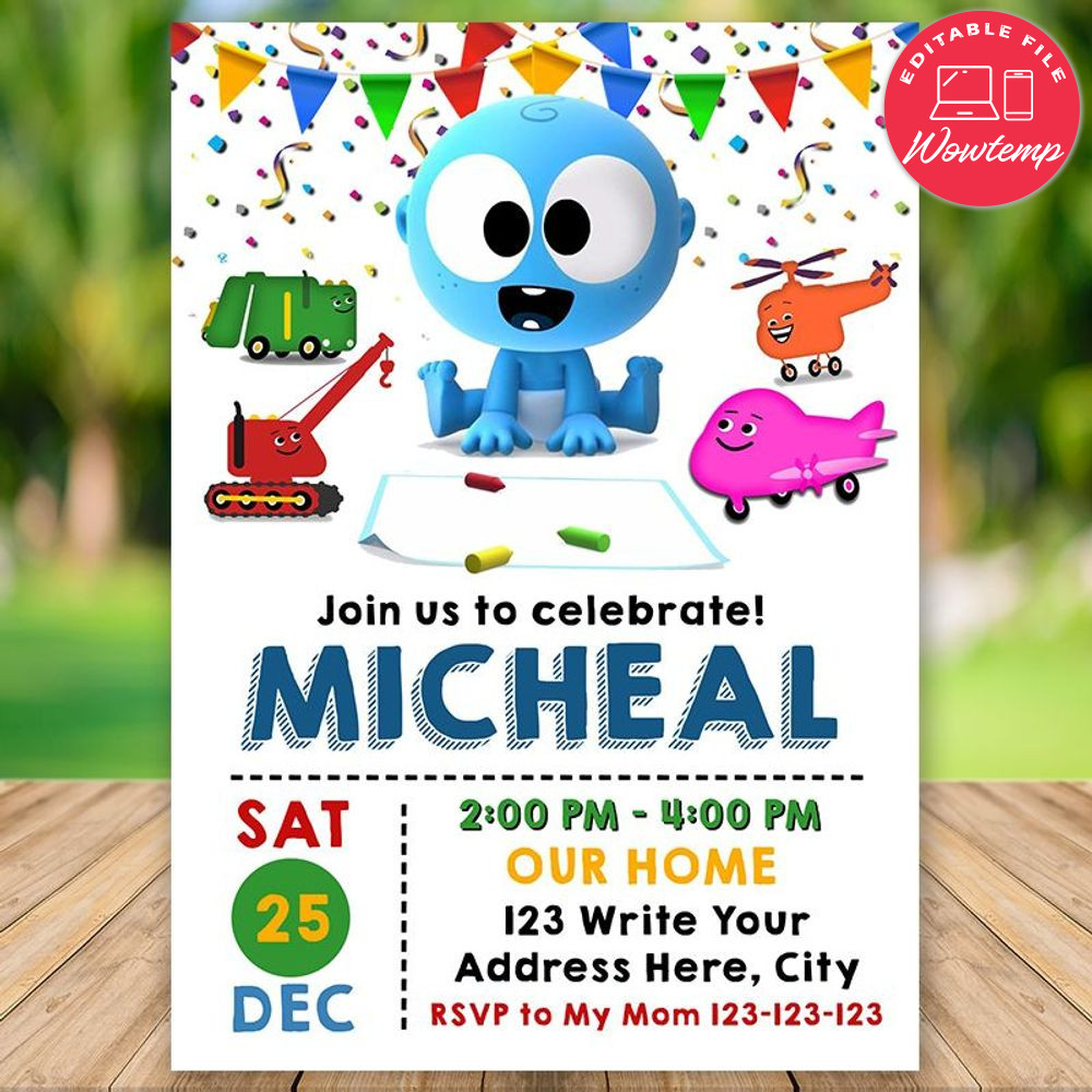 Editable Goo Goo Birthday Flyer For Boy Instant Download