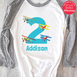 Vintage Airplane Birthday Iron On Transfer Tshirt Instant Download