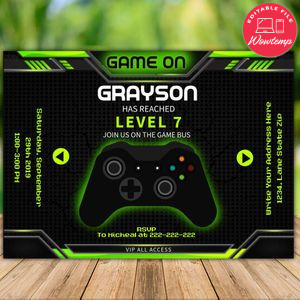 Printable Video Game Bus Party Invitation Instant Download