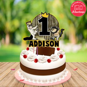 Where the Wild Things Are Birthday Cake Topper Template Printable Instant Download