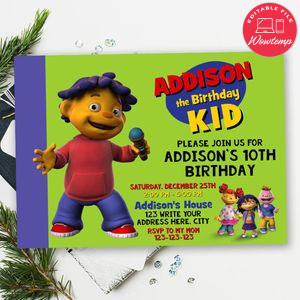 Sid the science kid Birthday Invitation Template to Print at Home Instant Download