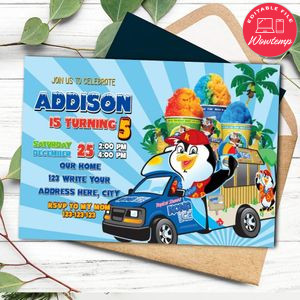 Kona ice Birthday Invitation Customizable Template Instant Download