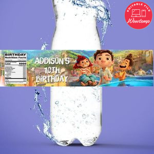 Disney Pixar Luca Water Bottle Label Template to Print at Home Instant Download
