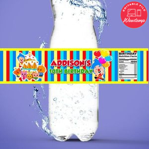 Plim Plim Water Bottle Label Template to Print at Home Instant Download