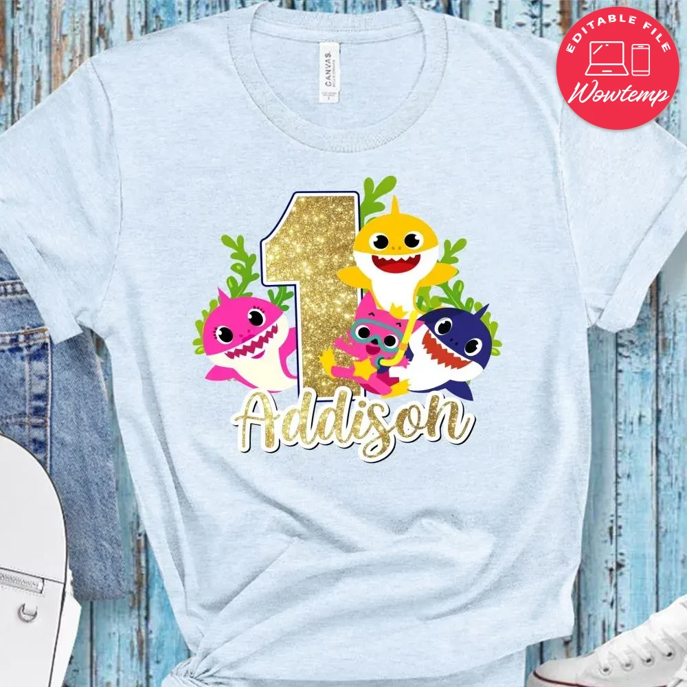 Custom Baby Shark 1st Birthday Shirt for Kid Wowtemp