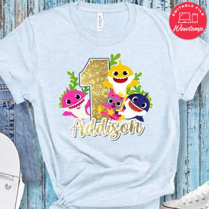 Custom Baby Shark 1st Birthday Shirt for Boy