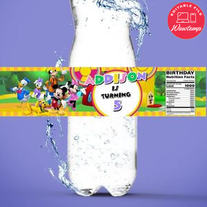 Minnie Mouse Clubhouse Water Bottle Label Template to Print at Home Instant Download