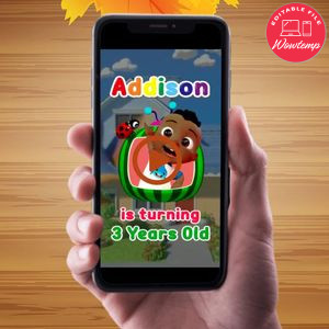 African American Cocomelon Video Invitation Digital Template Customizable Instant Download