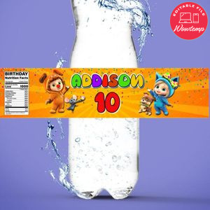 Dave and Ava Birthday Water Bottle Label Template to Print at Home Instant Download
