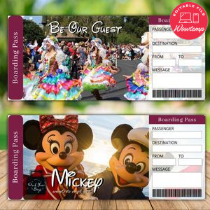 Editable DISNEY Surprise Trip Tickets Instant Download