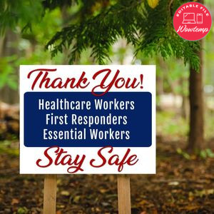 Thank you First Responders Yard Sign Printable Instant Download