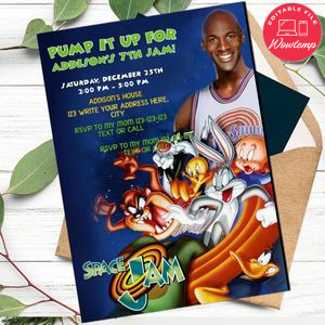 Space Jam Digital Invitation Customizable Template Instant Download