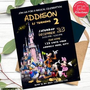 Disneyland invitation Customizable Template Instant Download