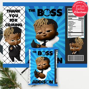 Baby Boss America African 1st Birthday Chip Bag Digital File Printable Instant Download