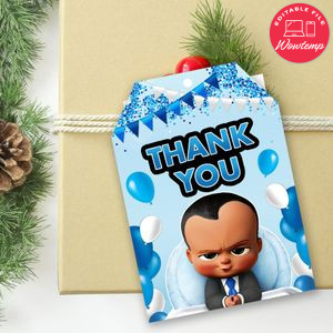 Boss Baby African American Thank you tag Template to Print at Home Instant Download