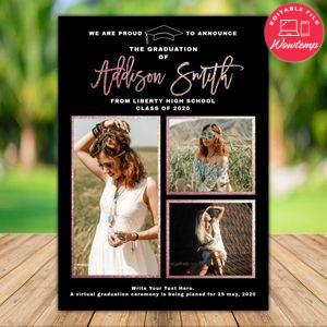 Printable Photo College Graduation Announcement Invitation Instant Download