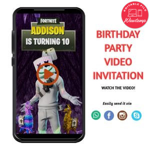 Marshmello Video Invitation Digital Template Customizable Instant Download