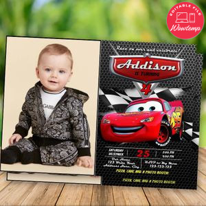 Editable Disney Cars 3 Birthday Invitation With Photo Instant Download