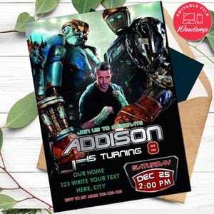 Real Steel Birthday Invitation Template to Print at Home Instant Download
