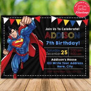 Printable Superman Birthday Invitation Instant Download