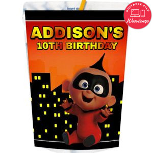 Jack Incredibles African American Capri Sun Labels Digital File Printable Instant Download