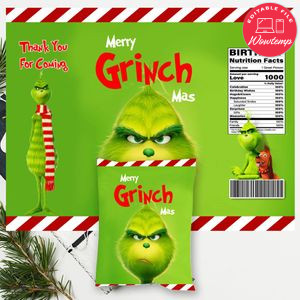 Grinch Chip Bag Digital File Printable Instant Download