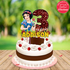 Snow White Birthday Cake Topper Template Printable Instant Download